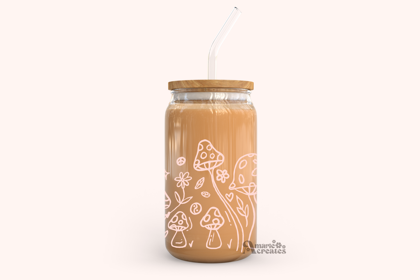 Floral Mushroom Garden Glass Cup