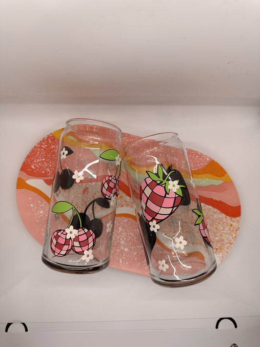 Disco Strawberries Glass Cup