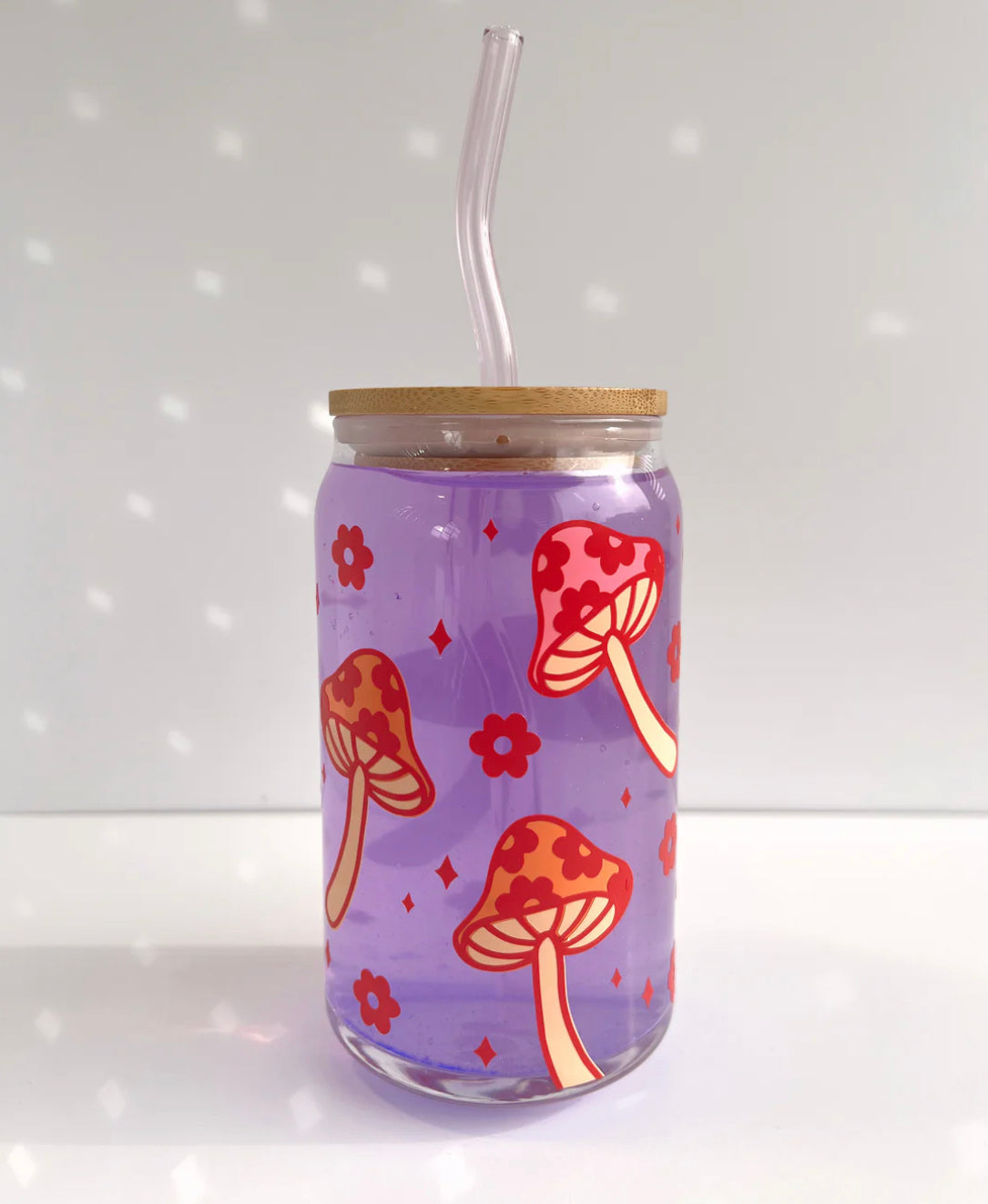 Retro Floral Mushy Glass Cup