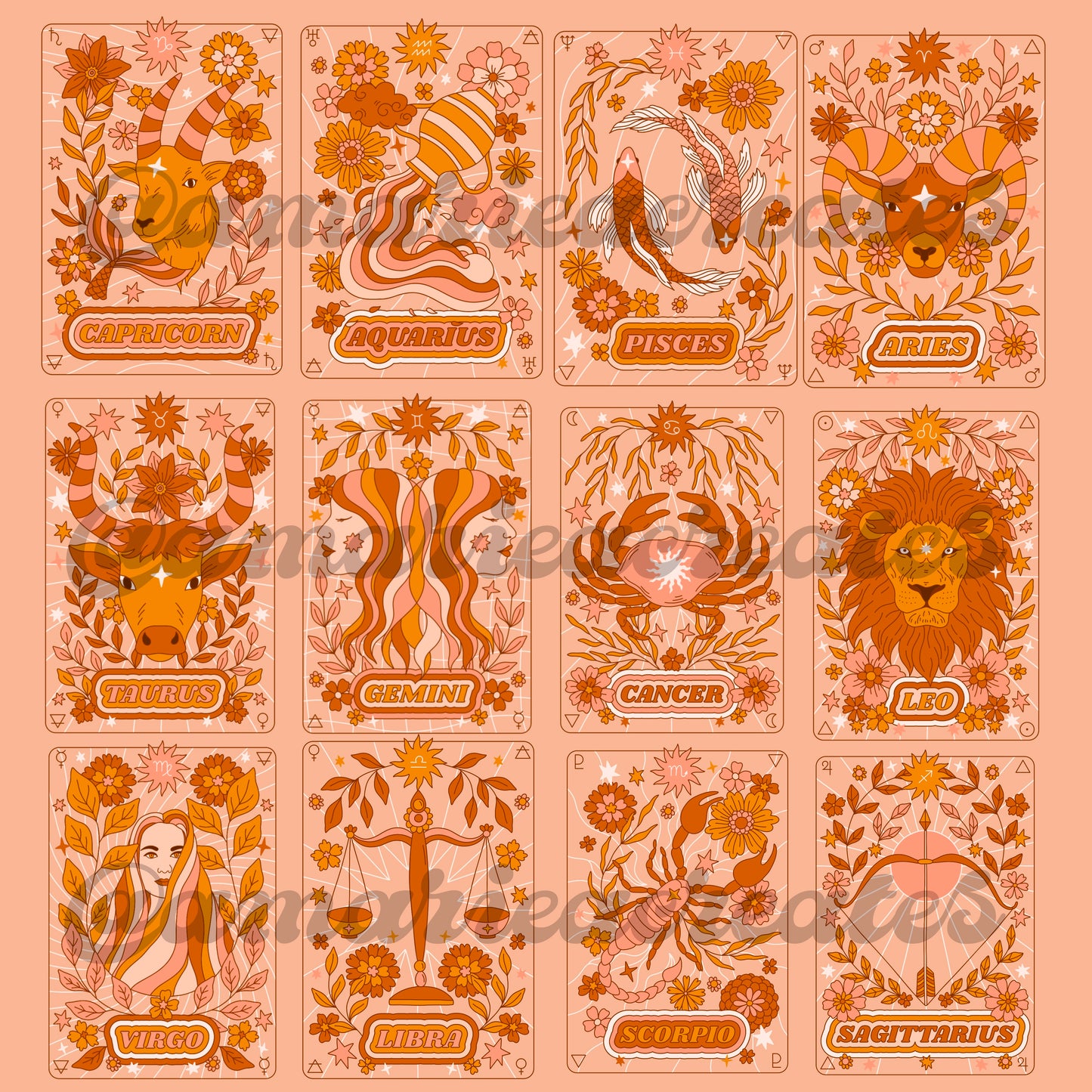 Groovy Astrology Sign Glass Cups