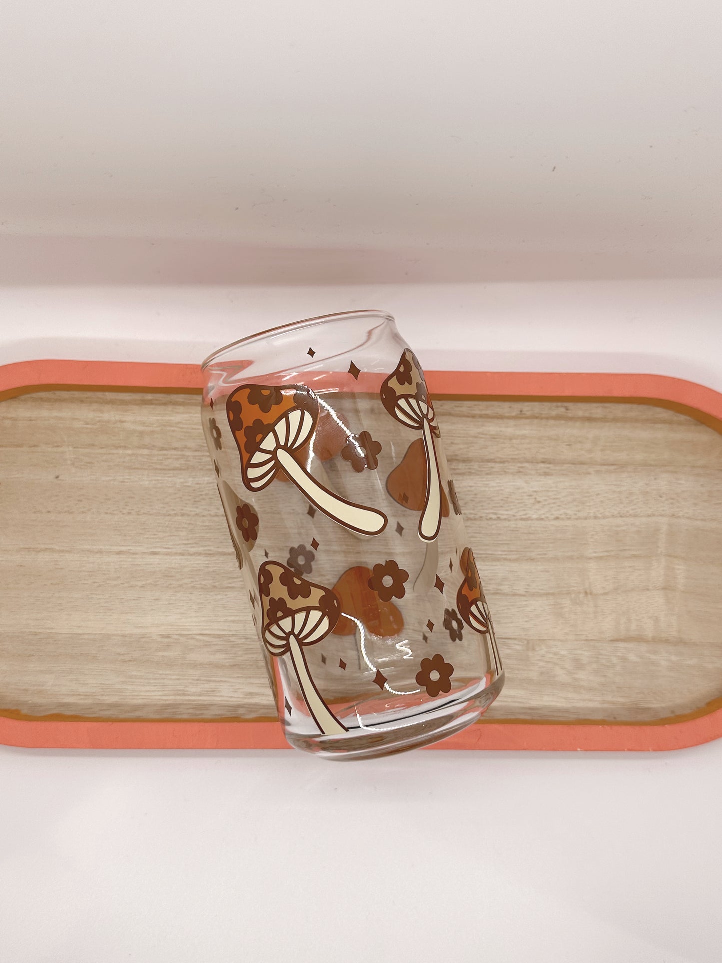 Retro Floral Mushy Glass Cup