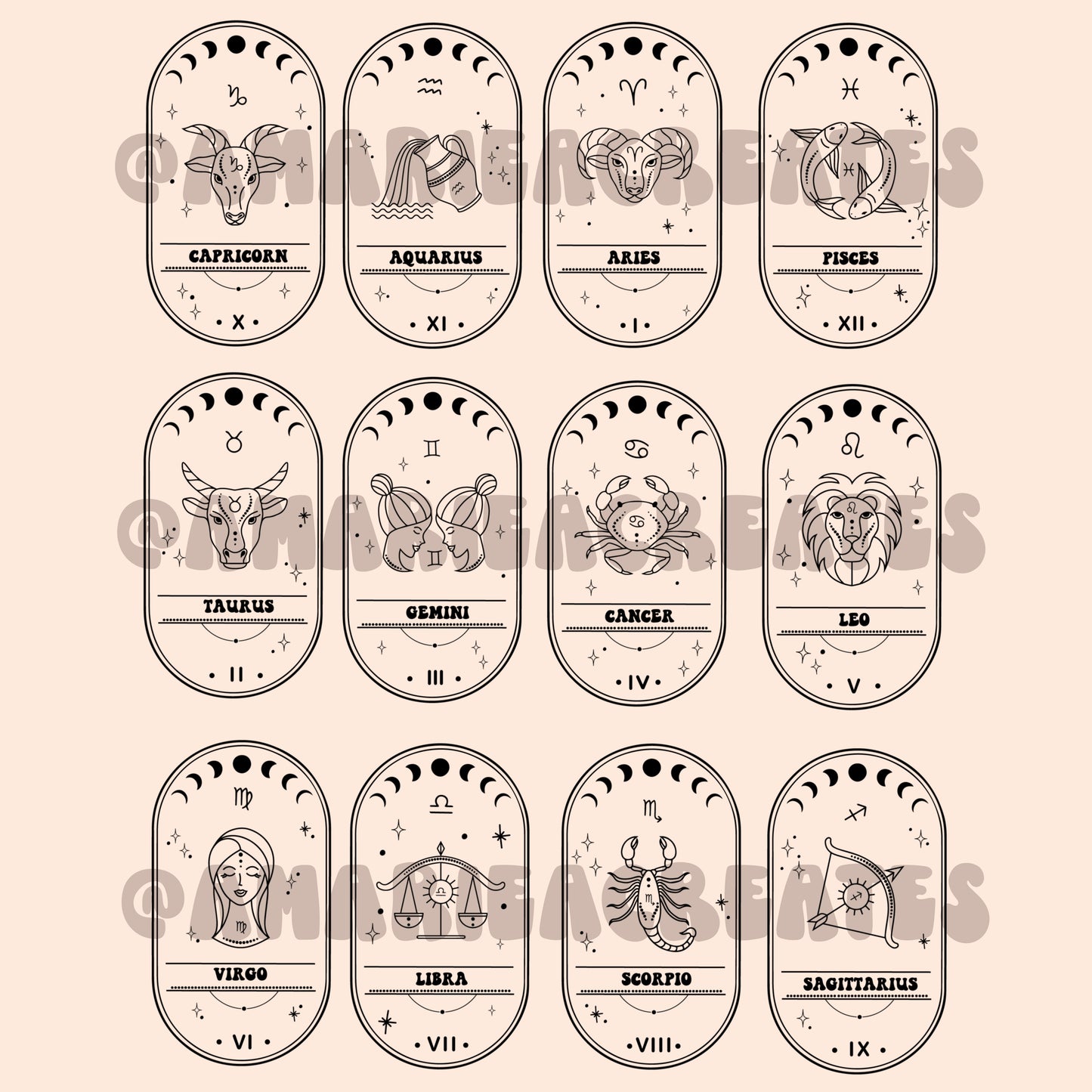 Zodiac Astrology Sign Glass Cups