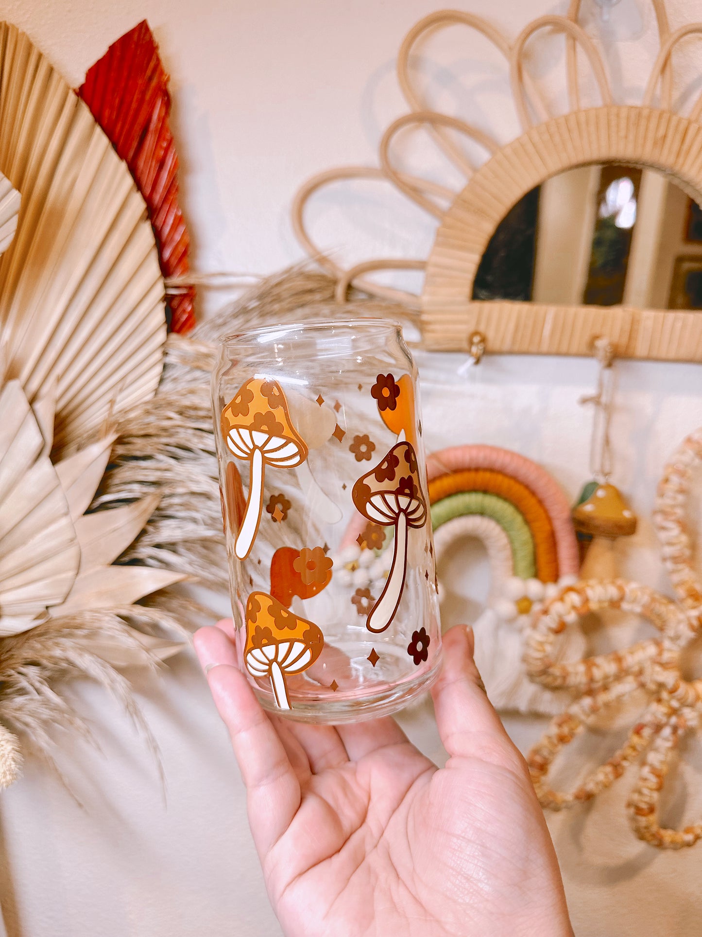 Retro Floral Mushy Glass Cup