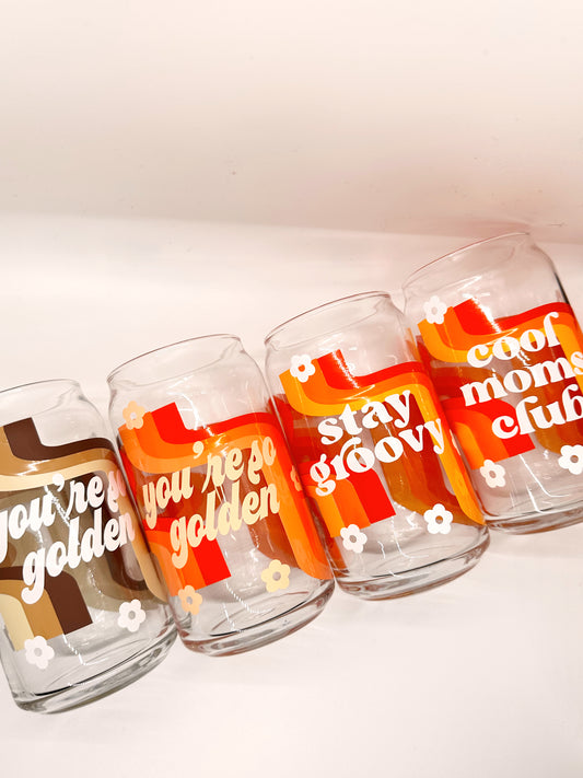 Stay Groovy | Daisy Retro Wrap | Glass Cup