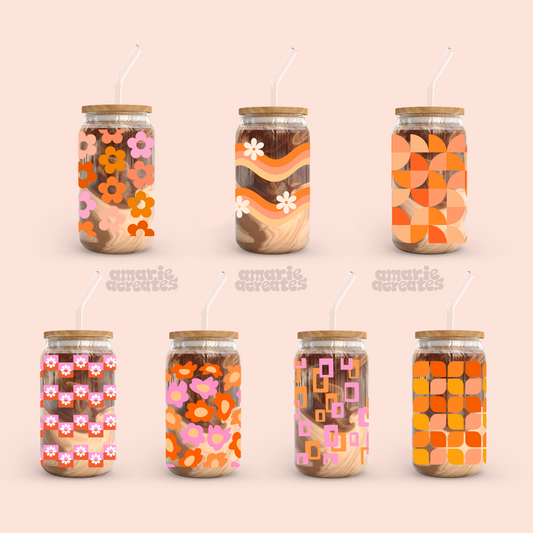 Retro Circles Glass Cup