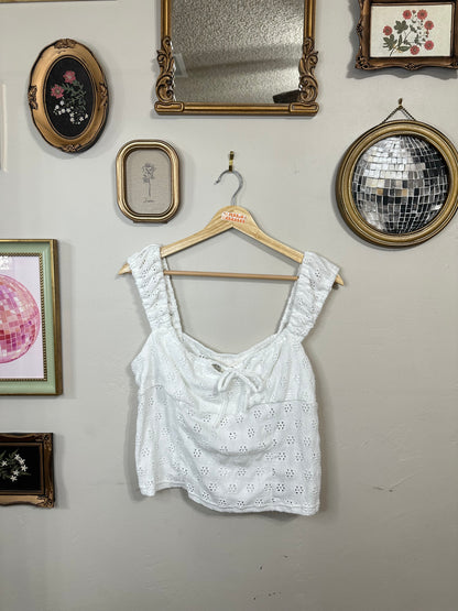 NWT XL White Detail Tank Top