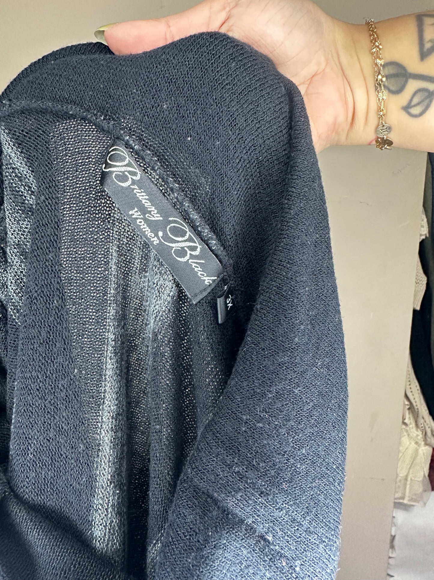 XL Black Striped Turtleneck Top