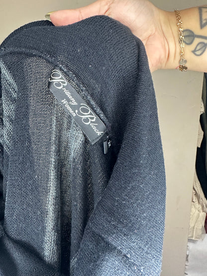 XL Black Striped Turtleneck Top