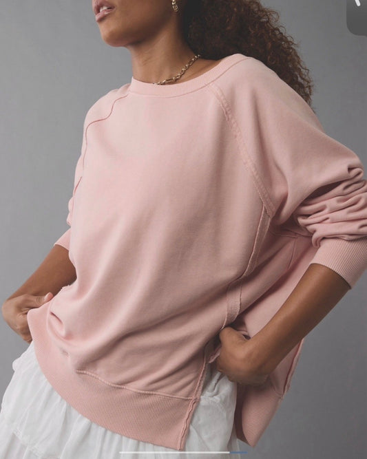 Small Dust Pink Big Hug Crewneck Oversized Sweatshirt