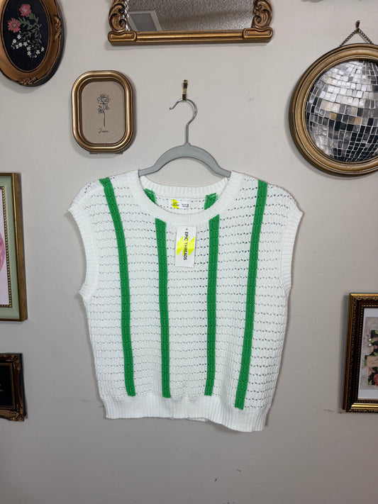 Medium NWT Green White Knit Vest