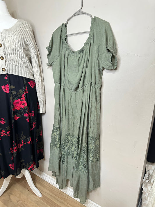 3x Sage w/ Lace Detail Dress