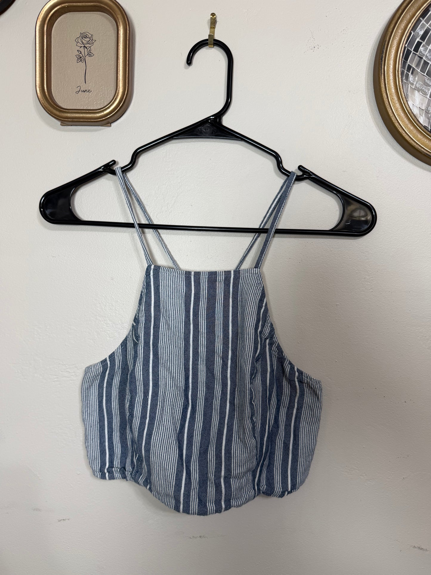 Medium Blue White Striped Tank Top