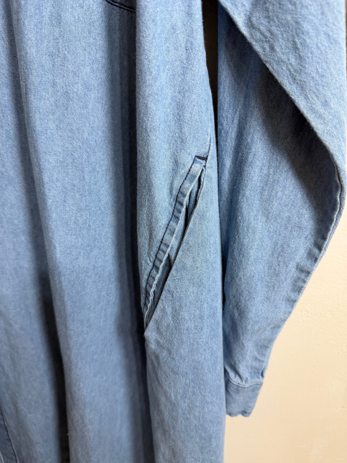 3x Chambray Denim Button Down Midi Dress