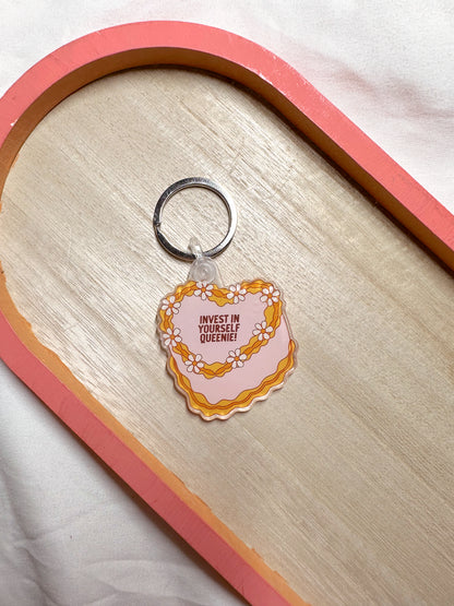 Invest In Yourself Queenie Cake Keychain