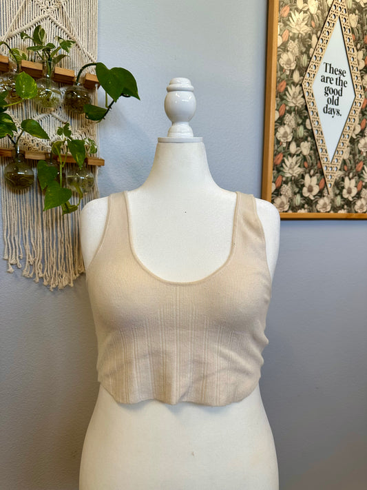 Large Cream Crop Tank Top