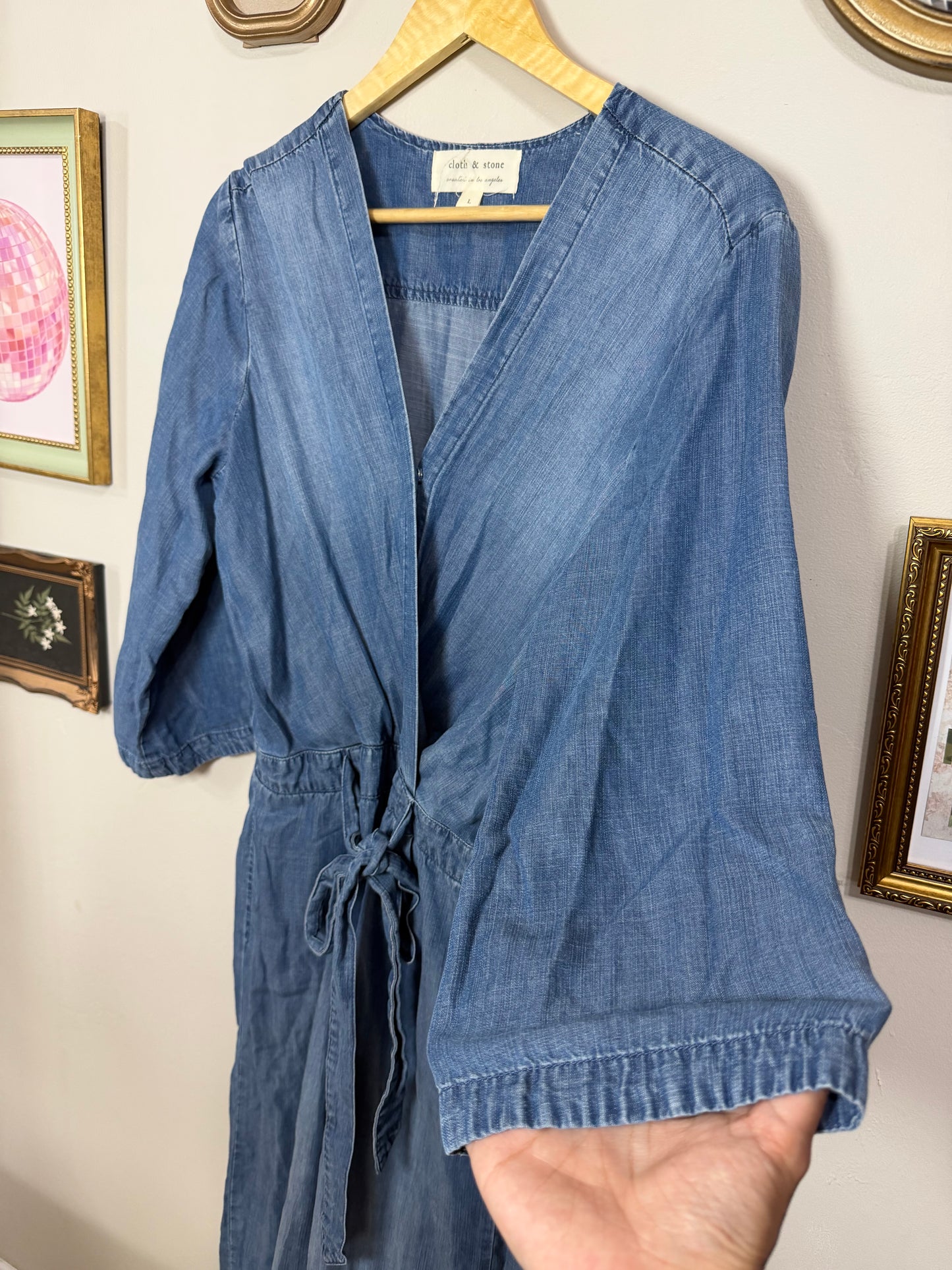 Large Chambray Tie Jumpsuit