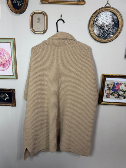 Medium (up to XL) Tan Waffle Knit Shall/Cardigan *small wear