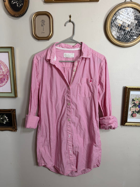 Small Pink White Pin Striped Button Up