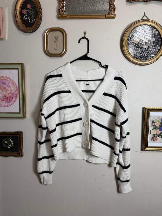 XS/S Universal Thread White Black Striped Oversized Cardigan
