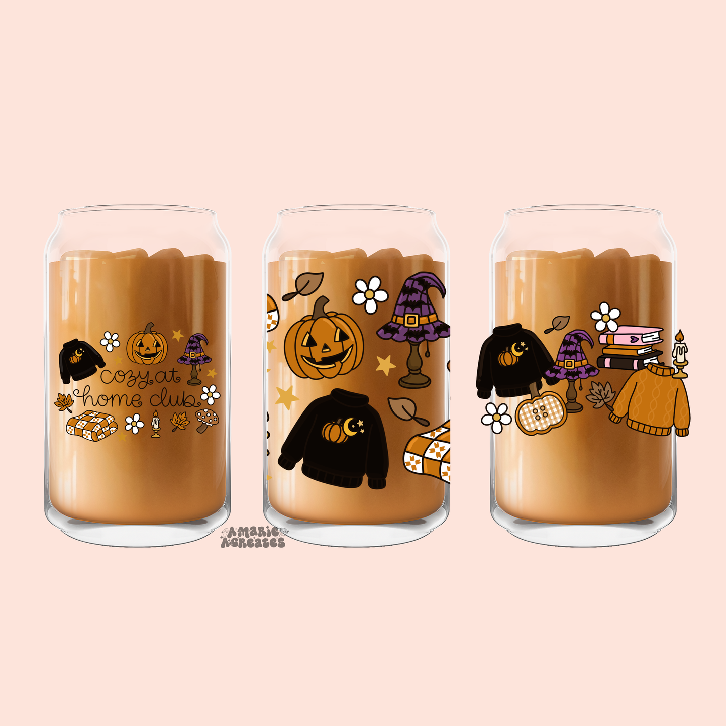 Cozy At Home Halloween Glass Cup