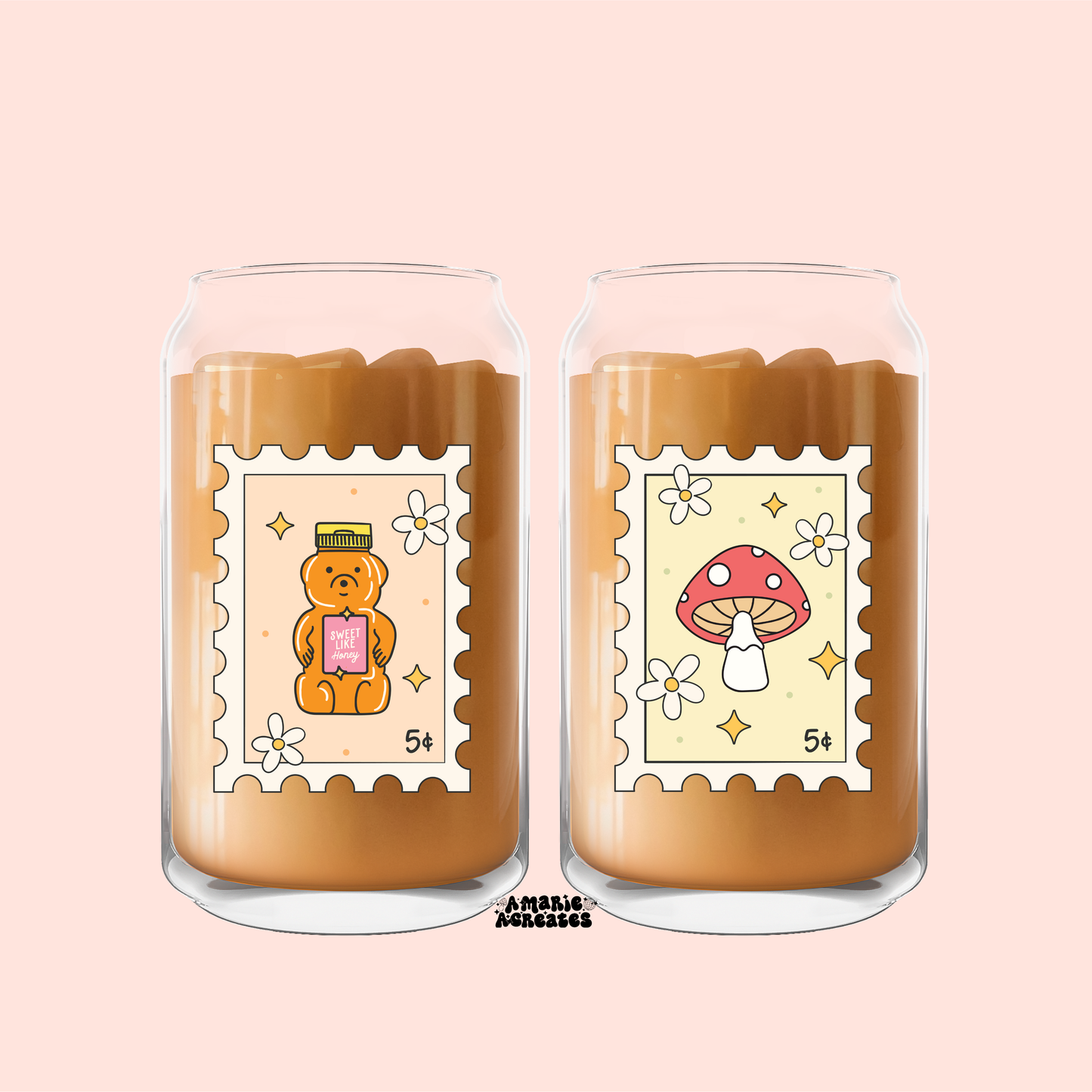 Girlie Stamps Glass Cup