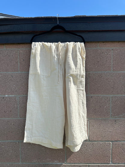 Large Cream Linen Pants
