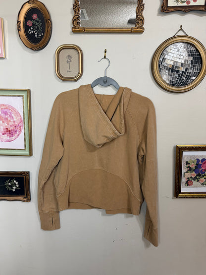 XS Tan Quarter Zip Cropped Hoodie
