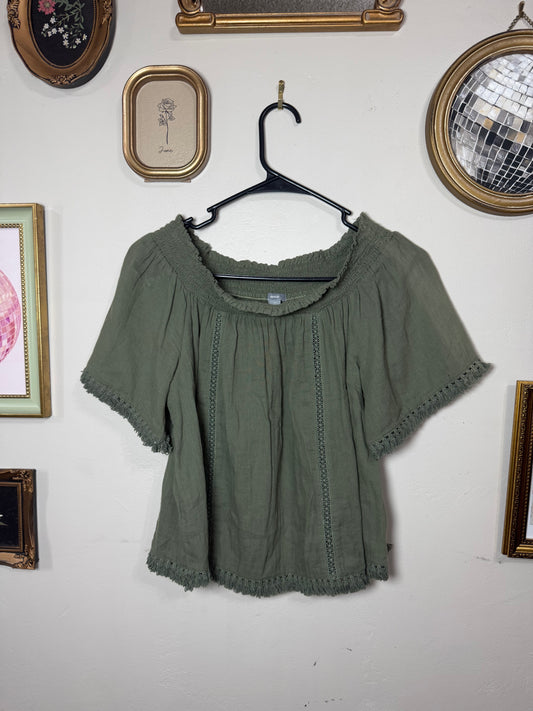 Medium Green Off Shoulder Top