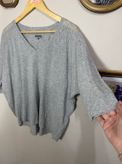 Large Grey V Neck Slouchy Tee