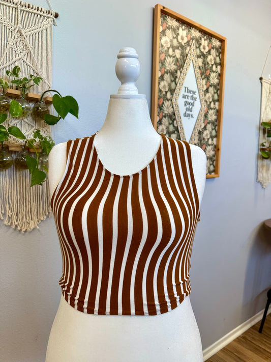 Large Brown Striped Tank Top