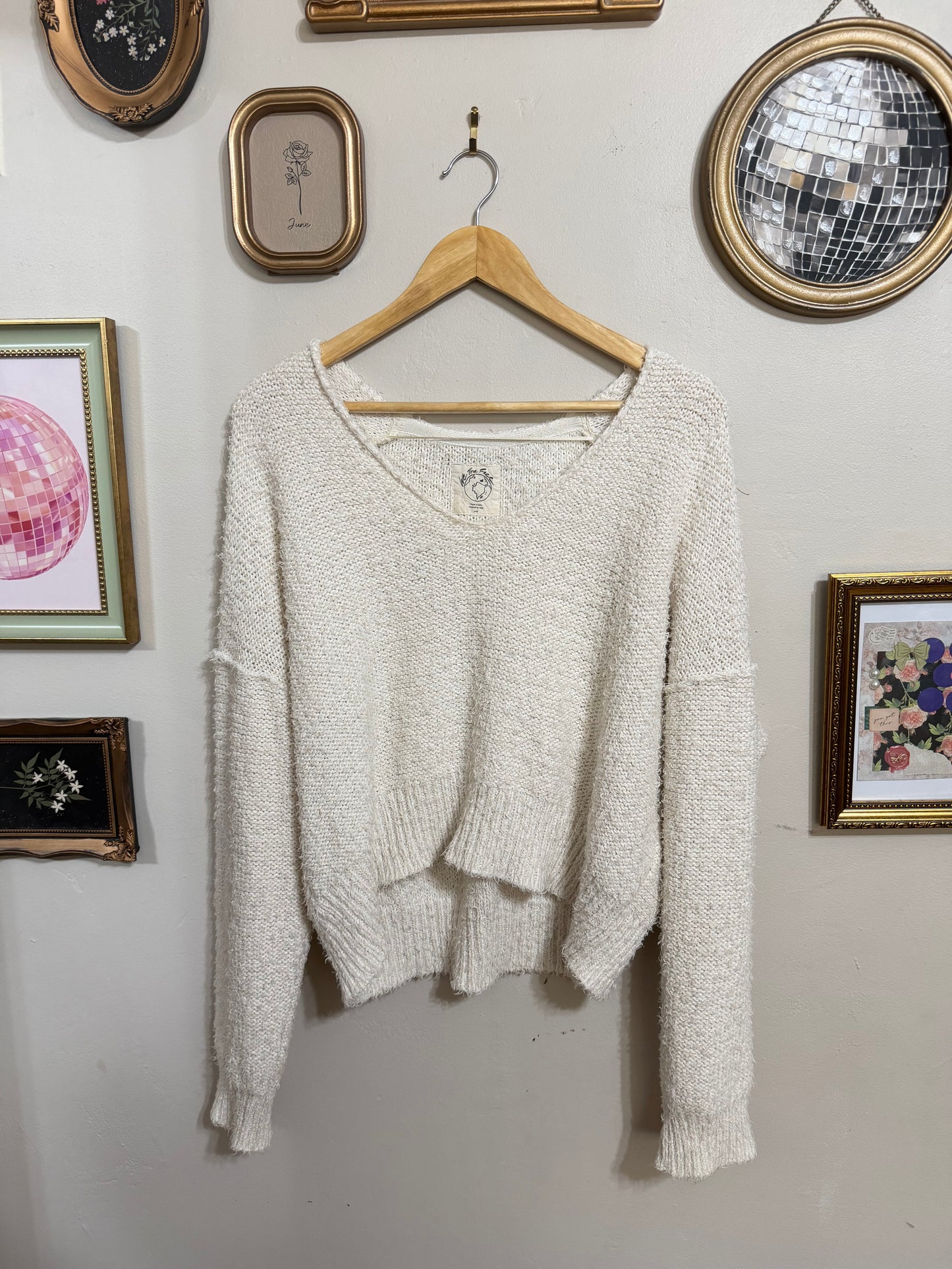 Medium Eco Theo Shaggy Vneck Sweater