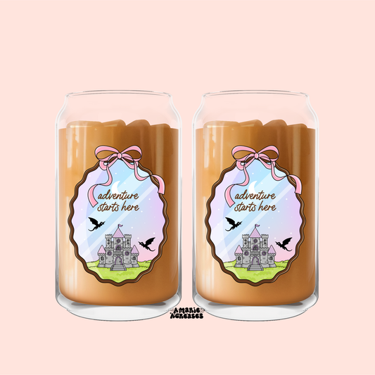 Adventure Starts Here Glass Cup