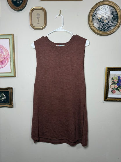 Small Brown Knit Tank w/ Slits
