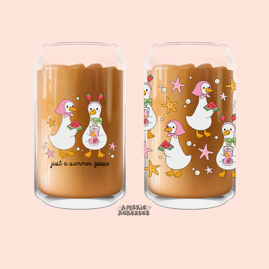 Silly Summer Goose Glass Cup