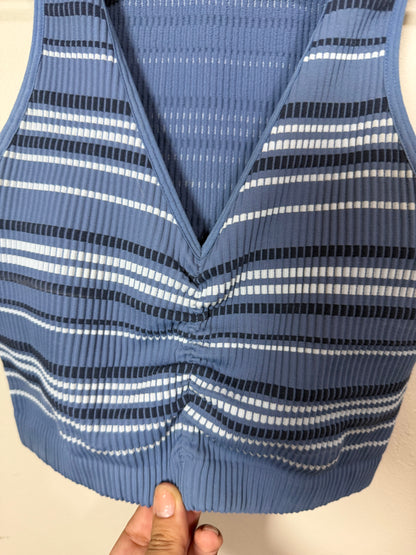 Small Blue Striped Ribbed Tank