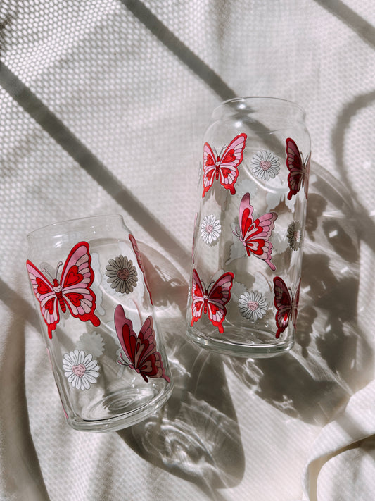 Valentines Butterfly Glass Cup