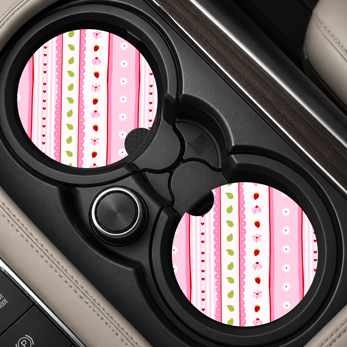 Strawberry Wallpaper Car Coaster