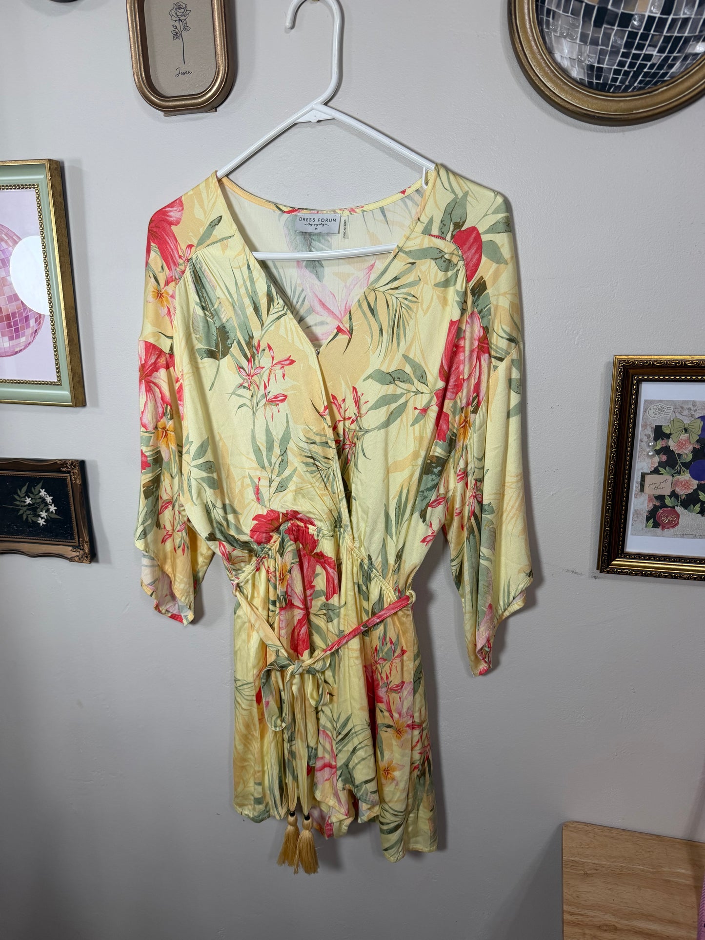 Medium Floral Yellow Mini Dress