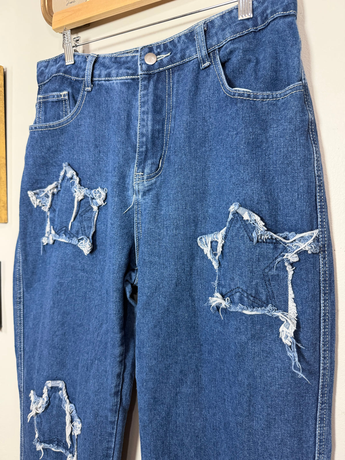 XL Dark Washed Wide Leg Star Denim Jeans