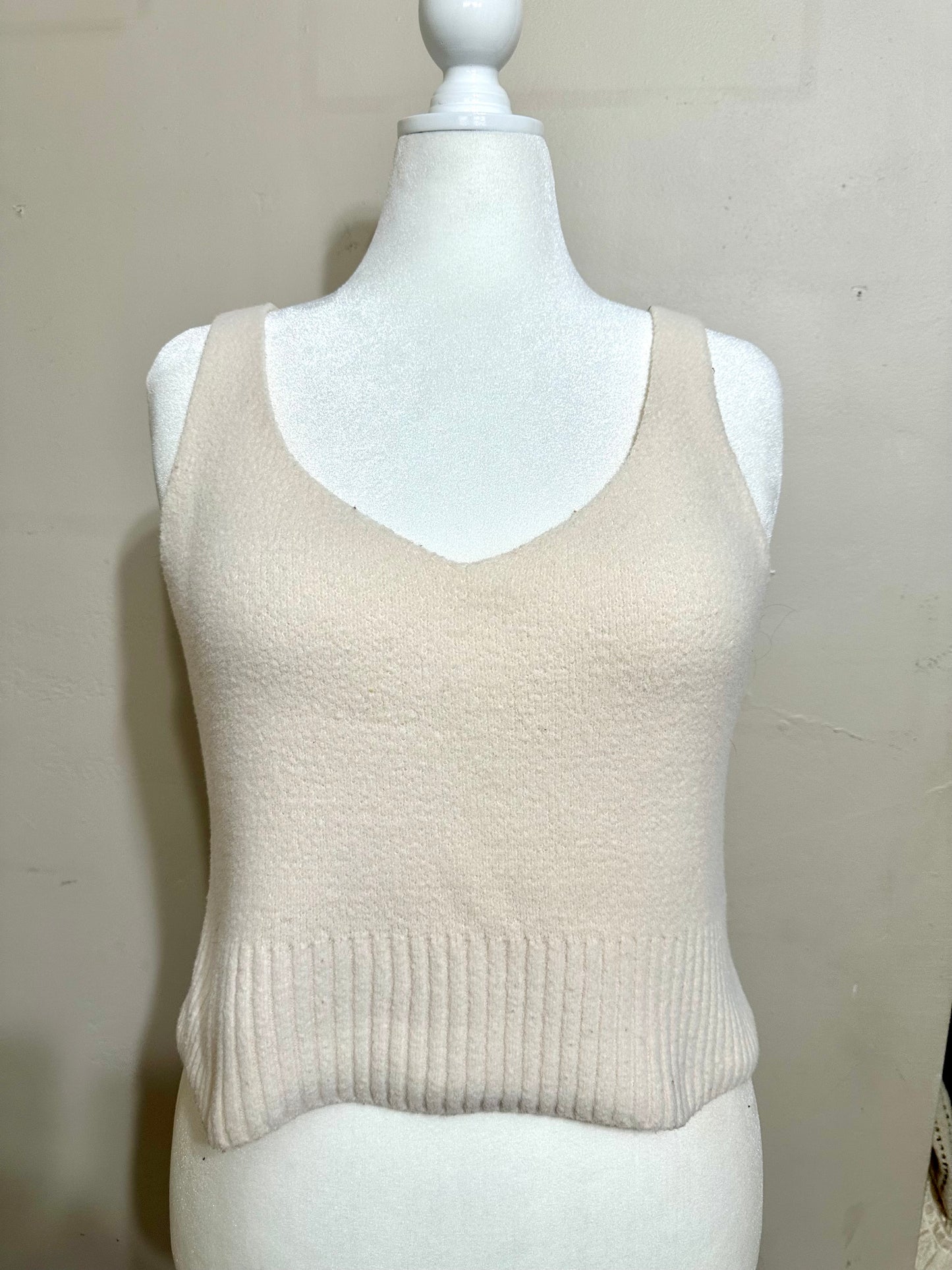 Large Cream Weave Crop Top