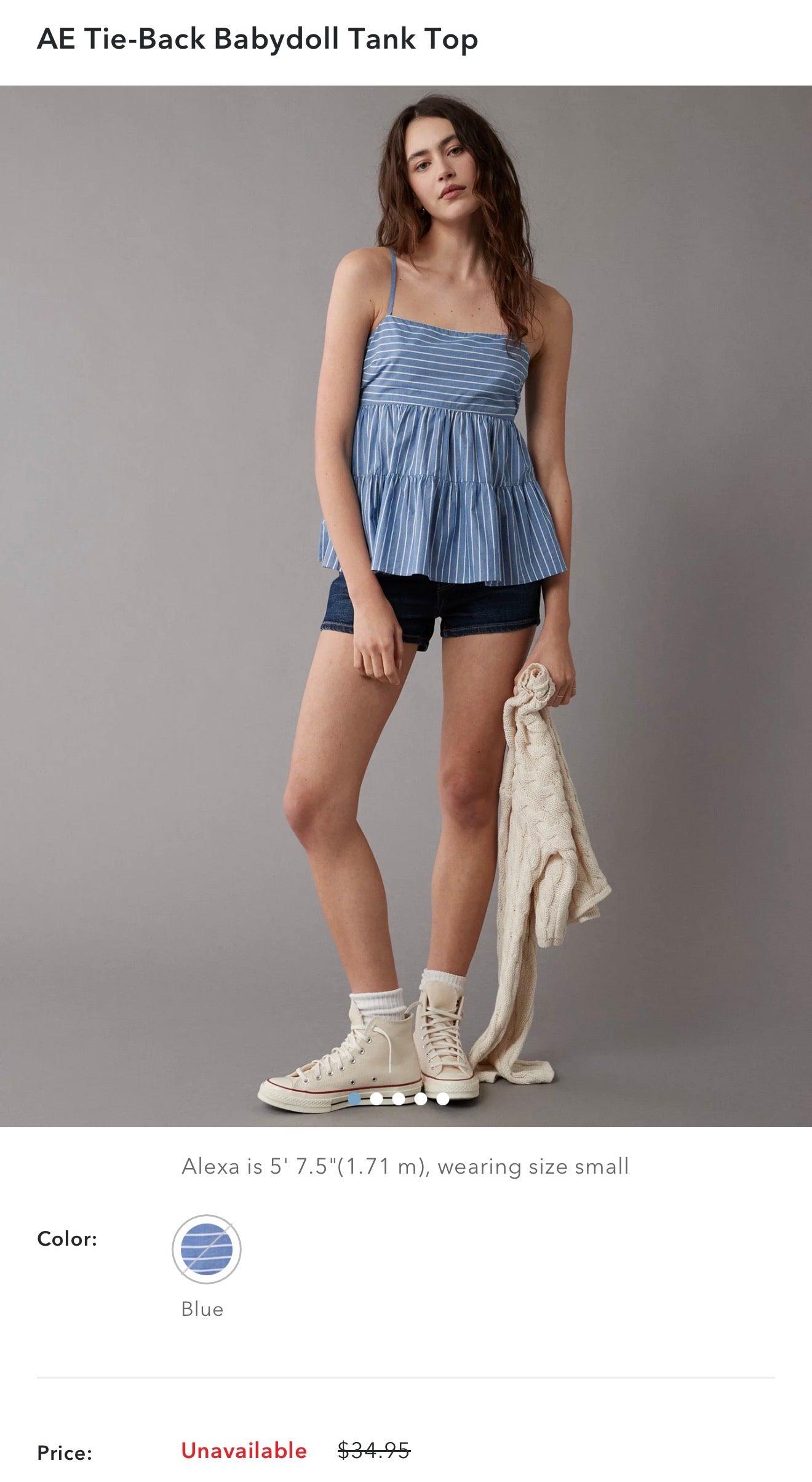 Large Babydoll Tie Back Tank Top