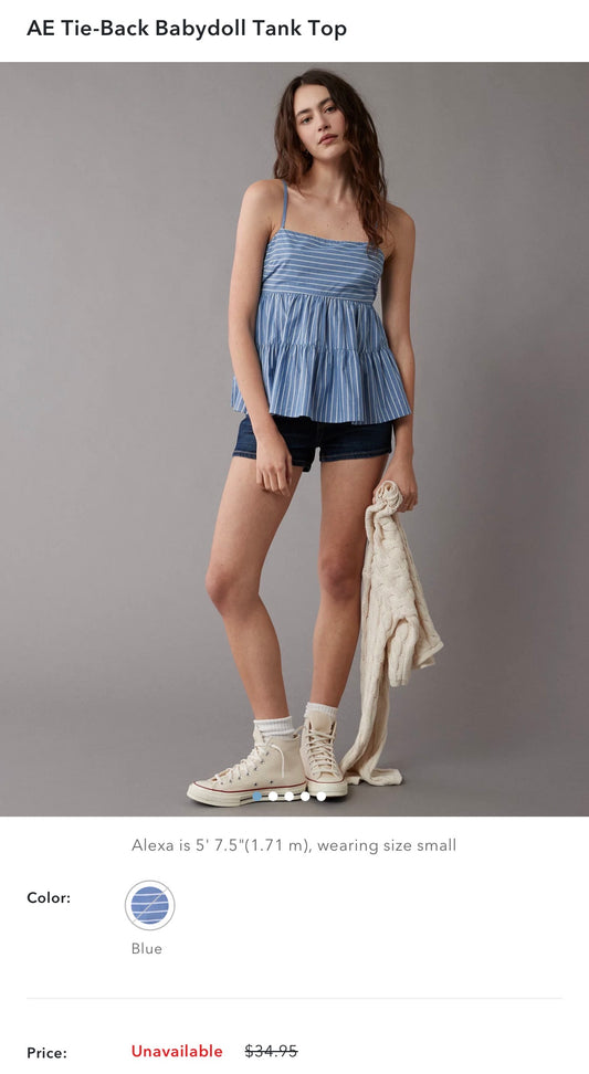 Large Babydoll Tie Back Tank Top