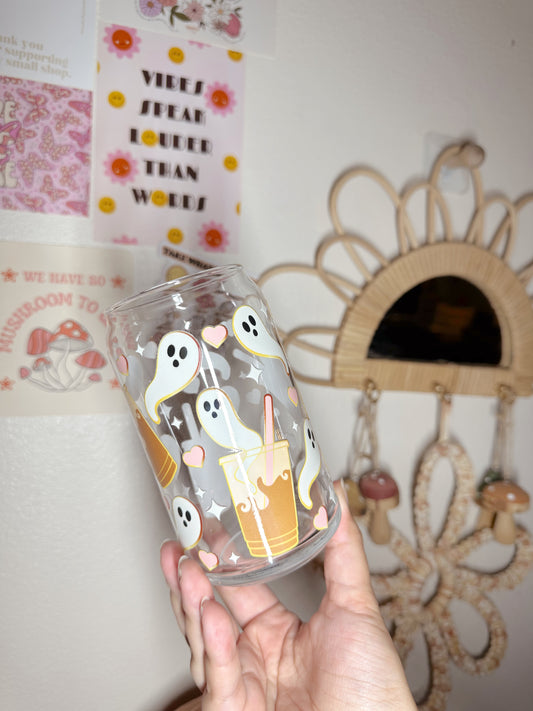 Latte Ghost Glass Cup