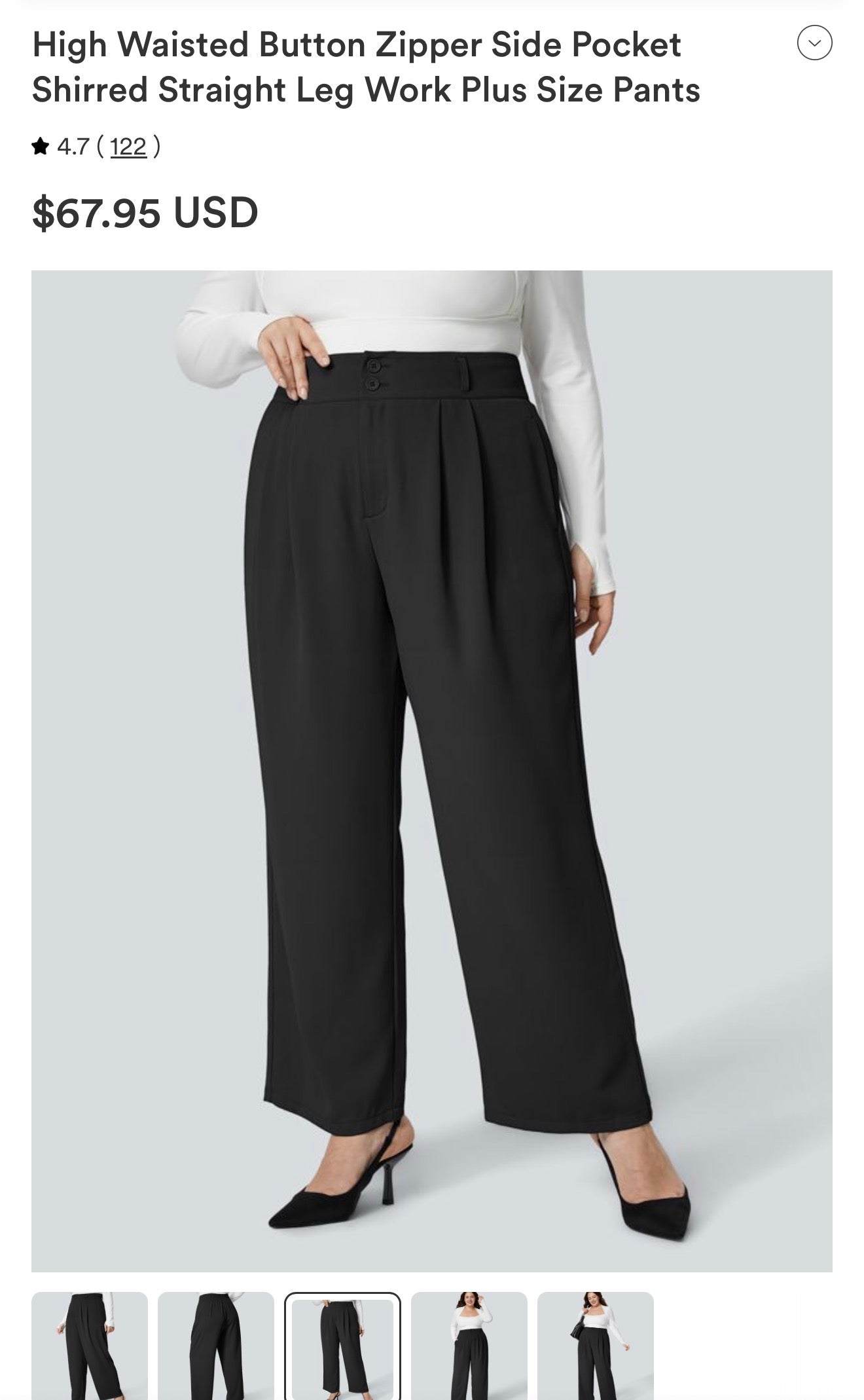 3x NWT High Waisted Button Zipper Side Pocket Shirred Straight Leg Work Pants