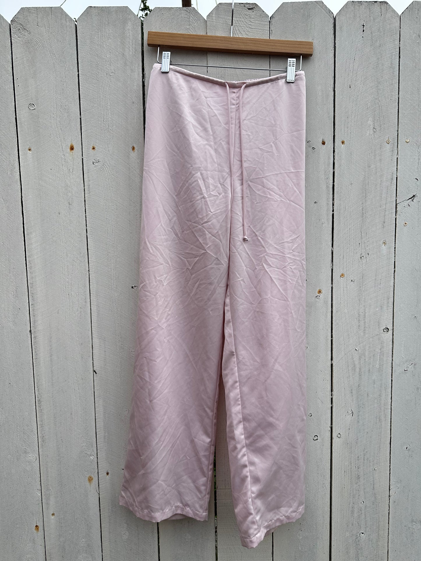M/L Baby Pink Satin Pajama Pants