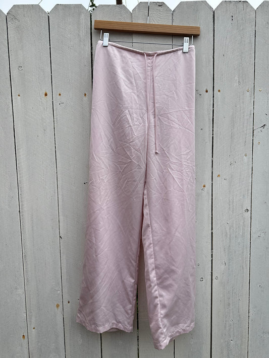 M/L Baby Pink Satin Pajama Pants