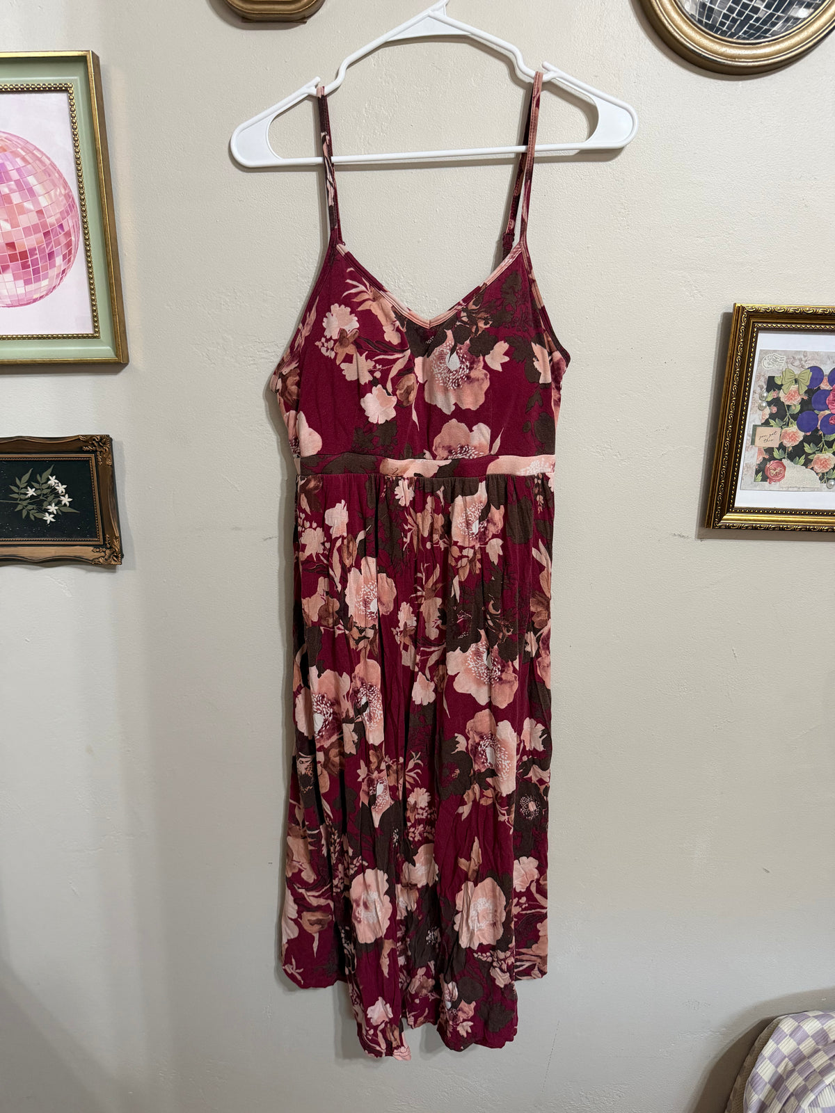 Large Floral Burgundy Sleeping Dress