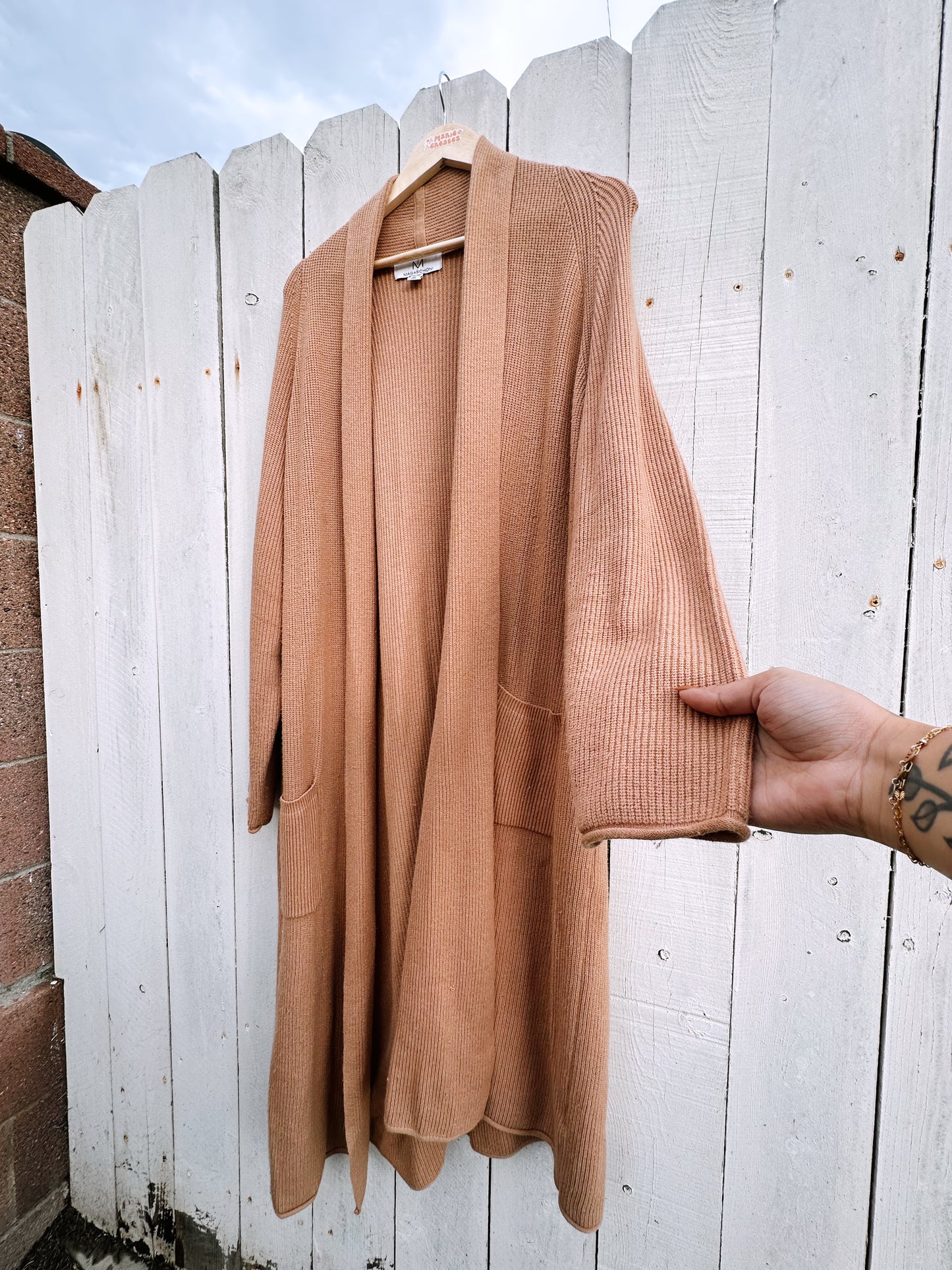 XL-1x Tan Long Cardigan