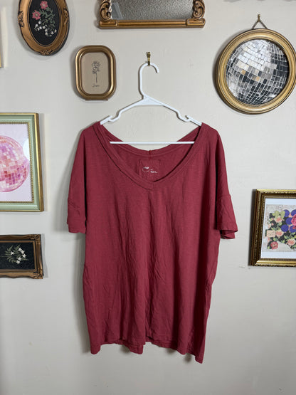 Small (up to XL) Oversized Burgundy Vneck