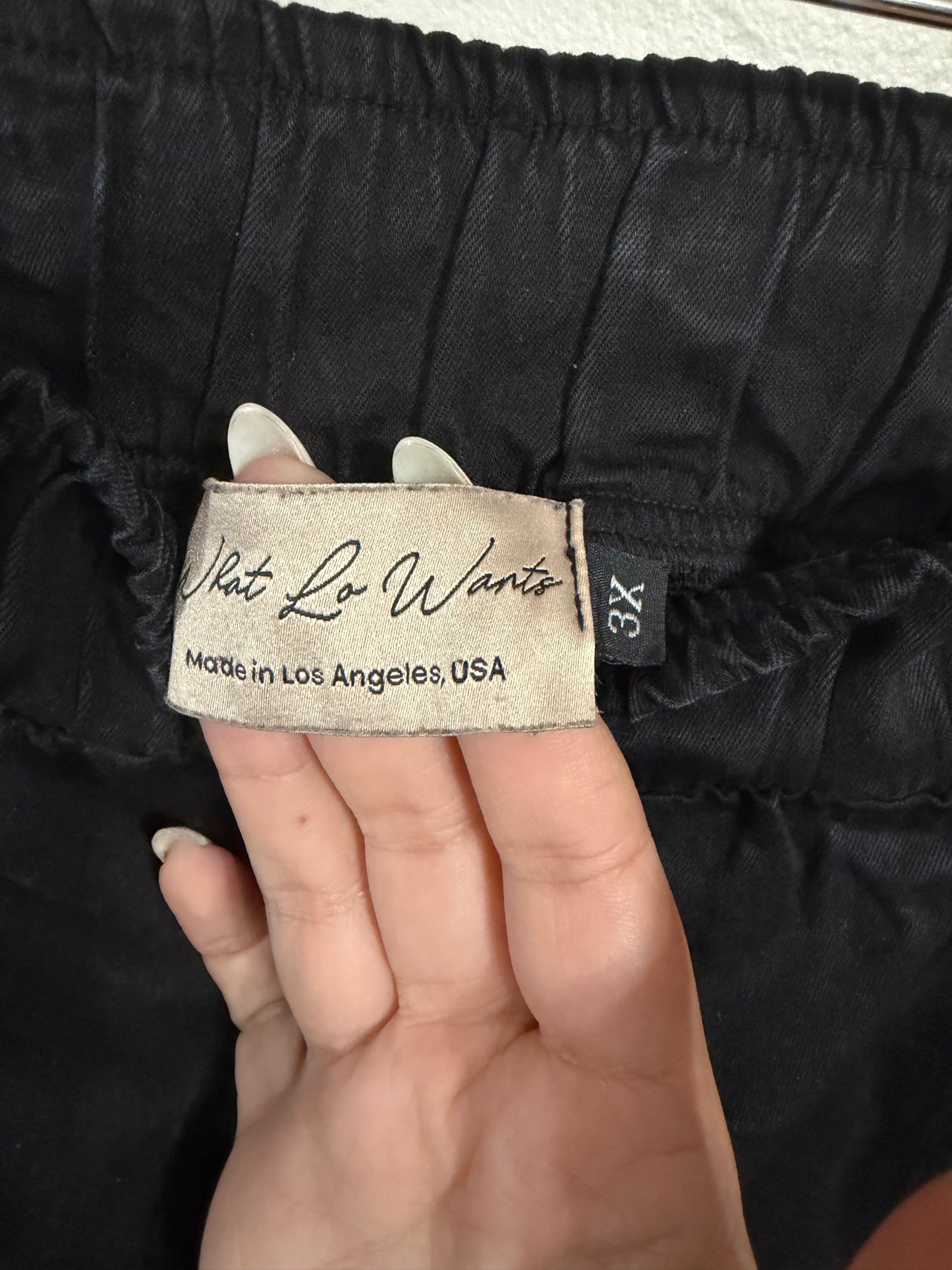 3x Black Dropcrotch Wide Leg Pants